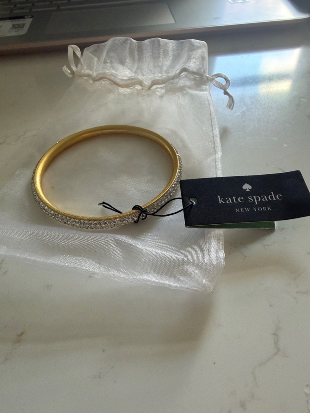 kate spade gold-tone crystal bangle bracelet